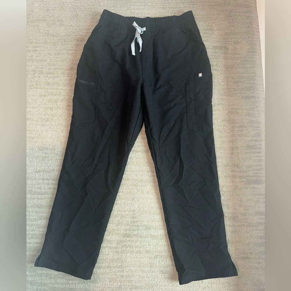 Figs High Waisted Yola Skinny Scrub Pant, Black, Large/Petite